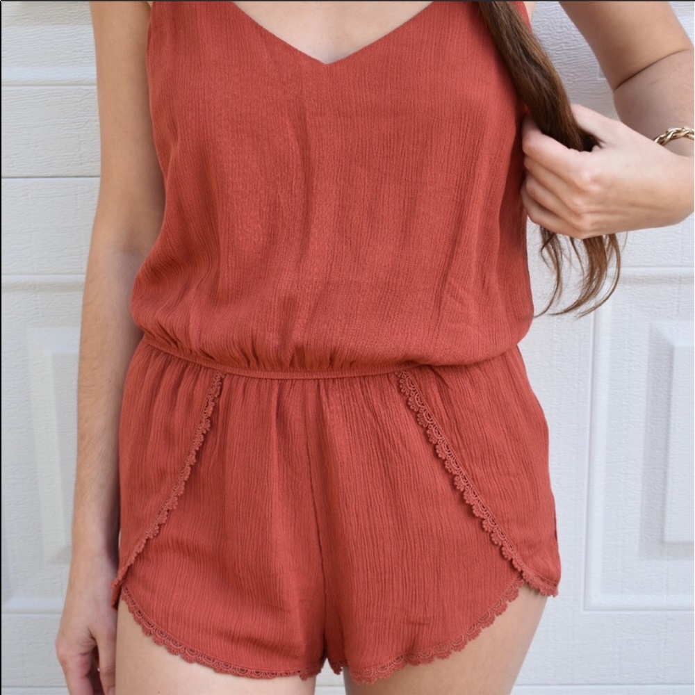 Forever 21 Coral Romper Spaghetti Strap Romper Size Small New With Tags